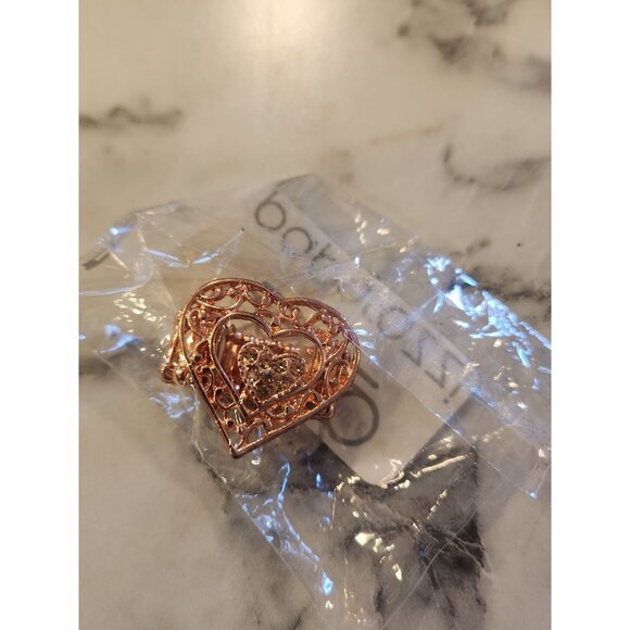 Paparazzi Find It In Your Heart Rose Gold Filigree Heart Ring Adjustable Band - Picture 4 of 4